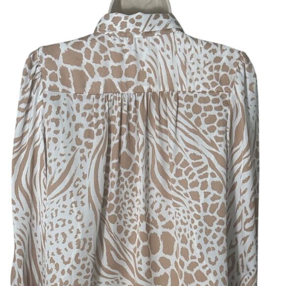 Ann Taylor Mixed Animal Print Button Down Shirt in Dominican Sand Small Petite - Picture 11 of 11